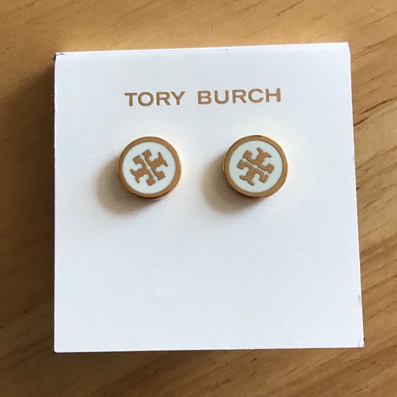 Tory Burch Jewelry - Tory Burch white lacquered stud earrings
